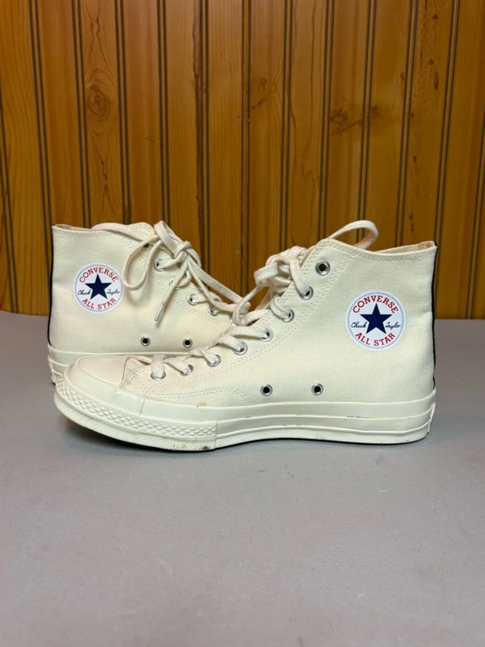 Converse Chuck Taylor High Top in Cream with Red Heart Graphics - Picture 4 of 8